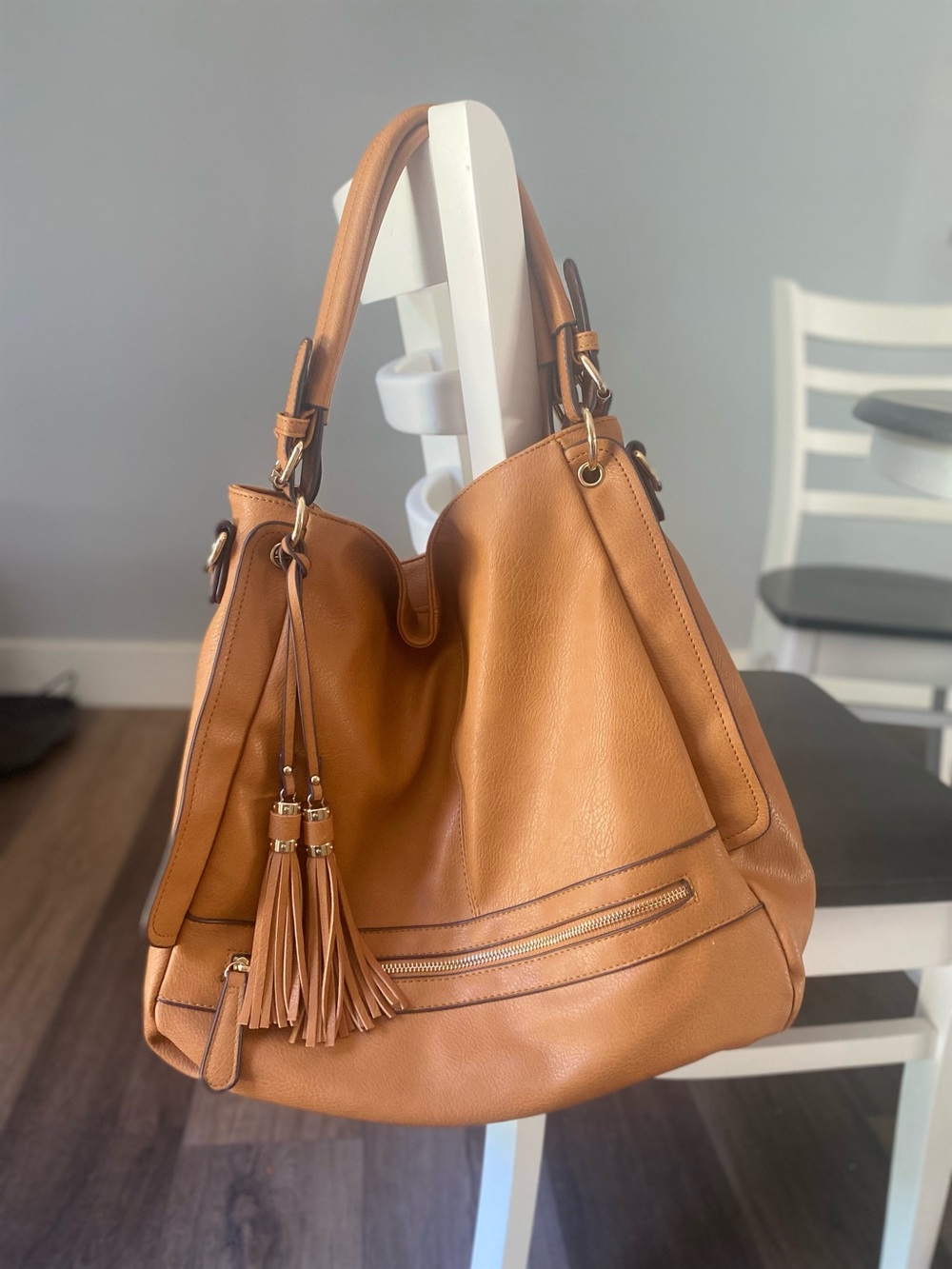 Urban Expressions Cognac Hobo Bag with Tassel Accent